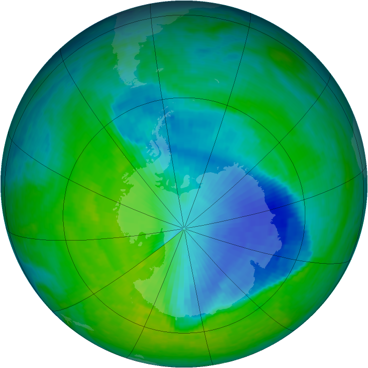 Antarctic ozone map for 28 November 1993